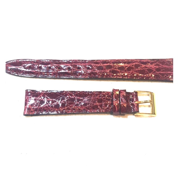 Tourneau burgundy 17mm crocodile watch strap